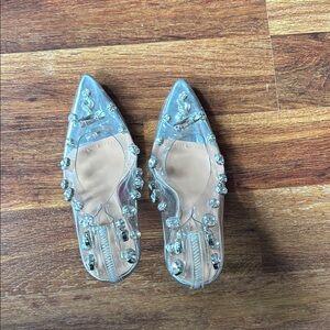 Clear Jeweled Pointed Toe Ballet Flats - Women's